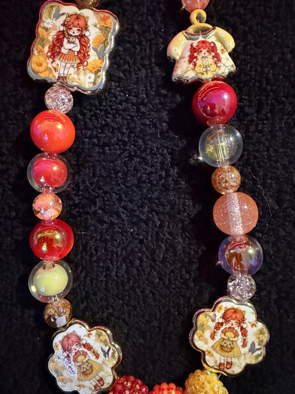 SP inspired Handmade Red Multicolor Beaded Charm Keycharm with Heart Clip - Picture 2 of 2